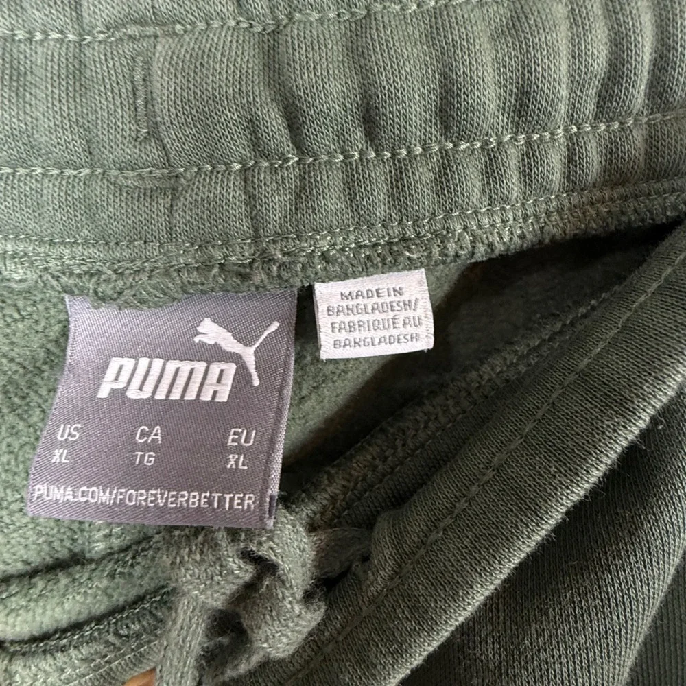 Puma Mens XL Olive Green‎ Fleece Jogger Sweatpants Logo Athletic Drawstring